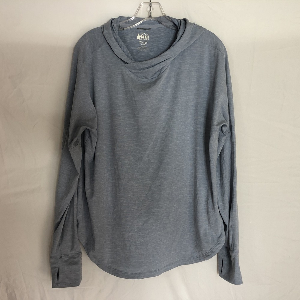 REI Co-op Pullover Womens XL Blue Cowl Neck Lightweight Hoodie Stretch Top